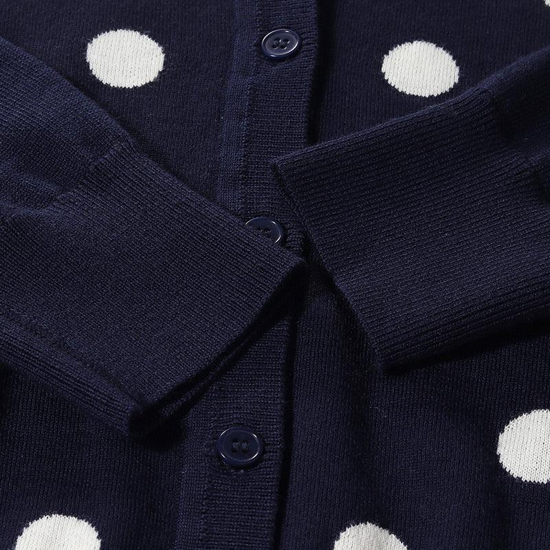 Blue&White Polka Dots Jacquard Reversible Cardigan GOELIA