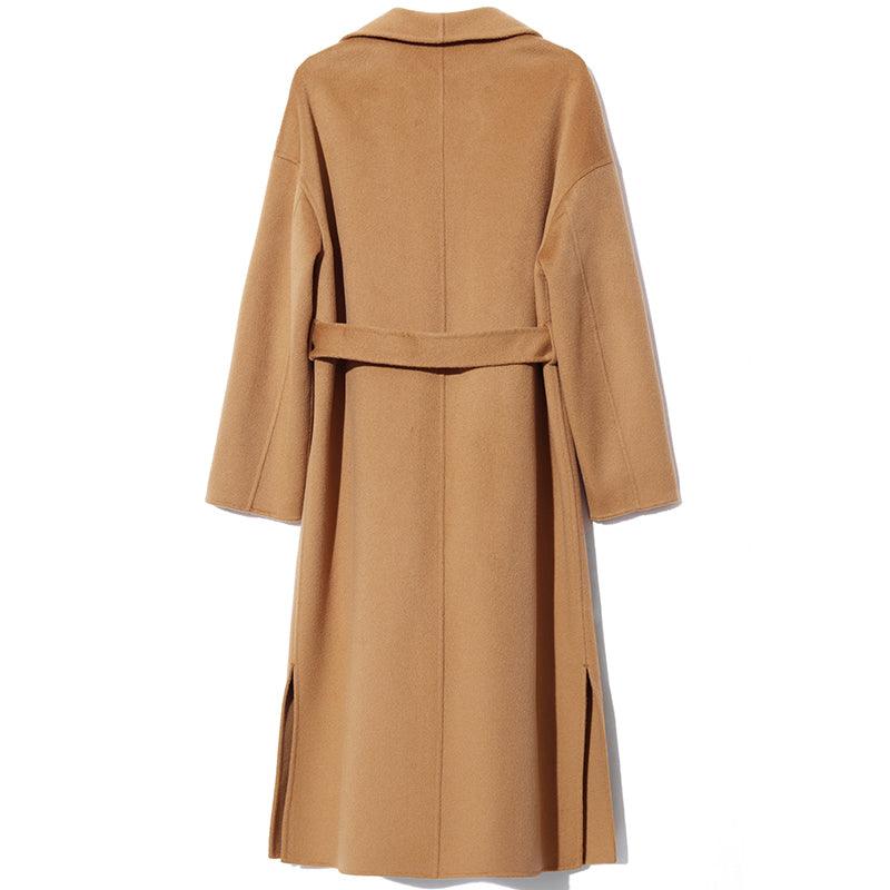 Khaki Lapel Cashmere Double-Faced Woolen Coat GOELIA