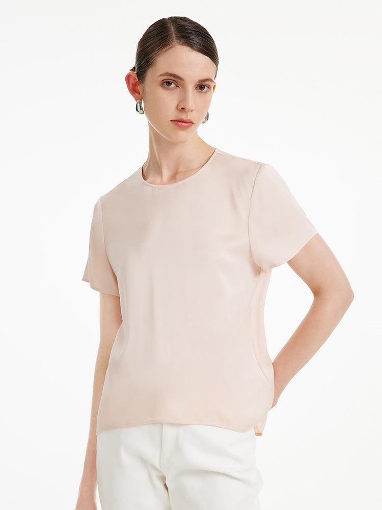 22 Momme Silk Short Sleeve Woven Top GOELIA