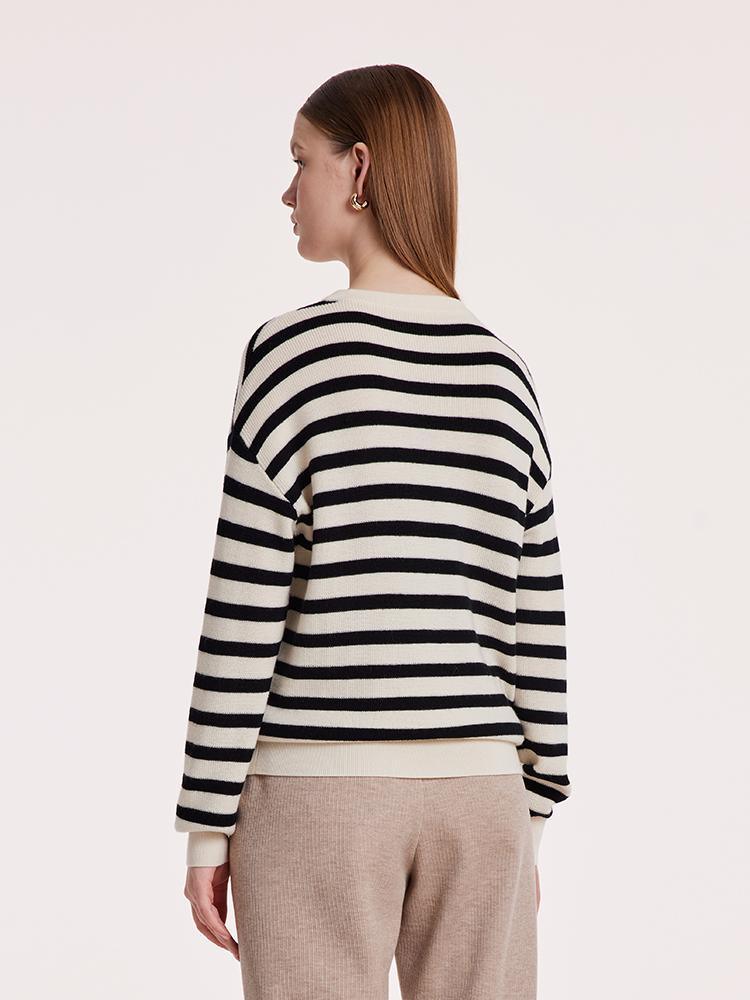 Machine Washable Wool Stripe Sweater GOELIA