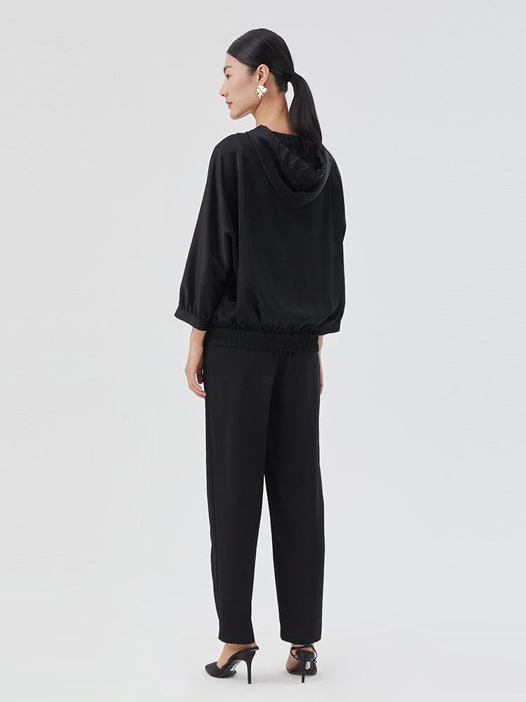 Black Smoothy Triacetate Coat GOELIA