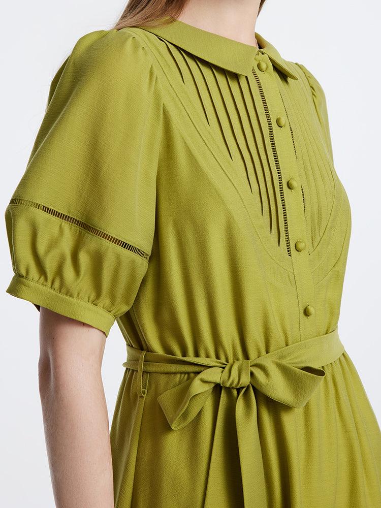 Green Acetate Waist-skimming Dress GOELIA