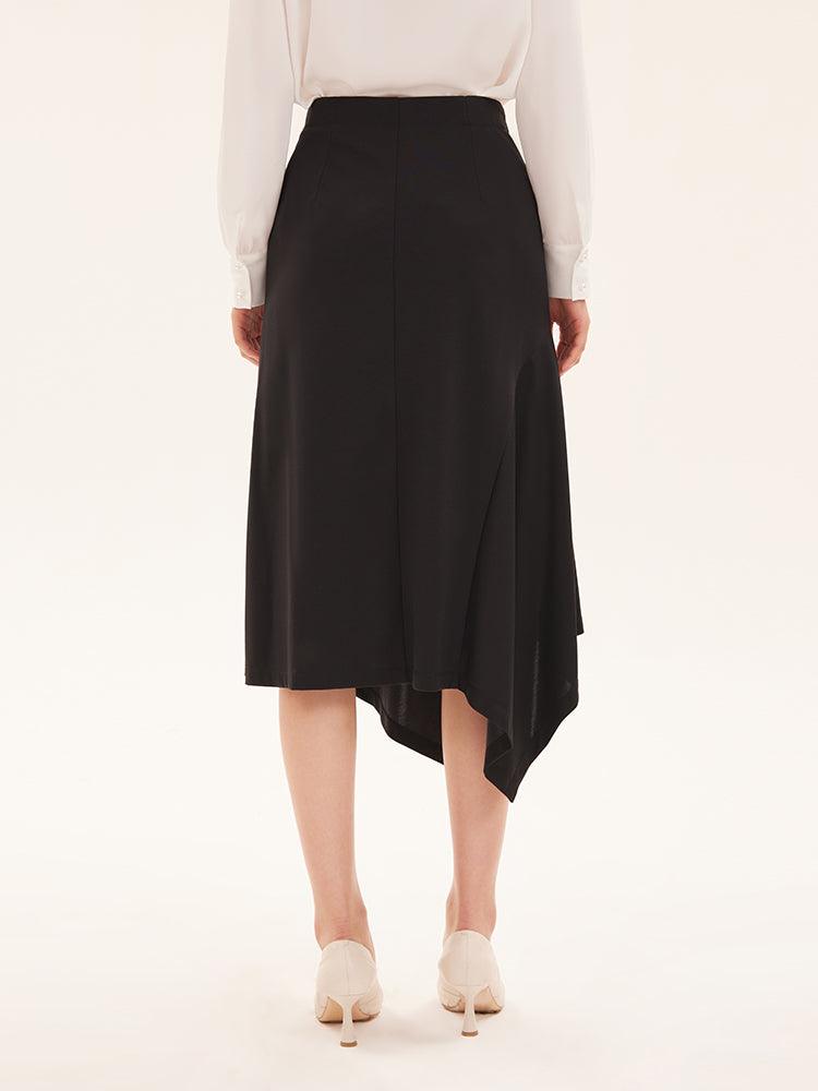 Black Tencel Asymmetrical Skirt GOELIA