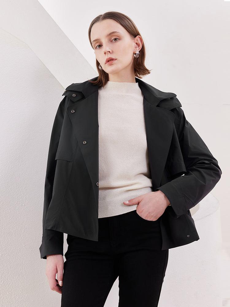 Black Crop Water Proof Coat GOELIA