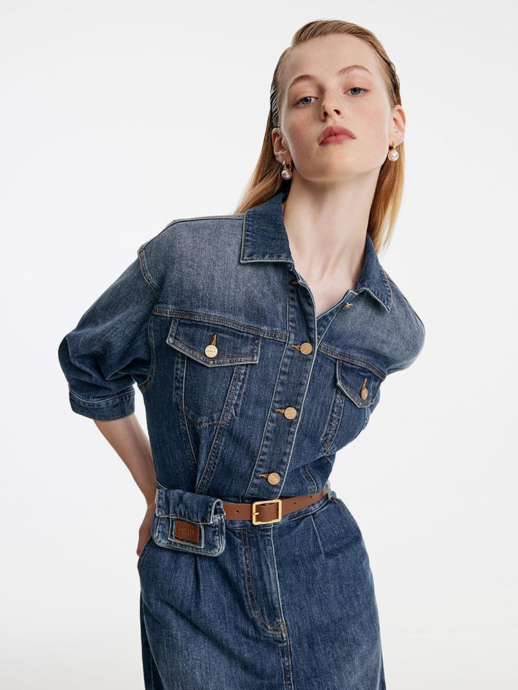 Shirt-Style Denim Dress GOELIA