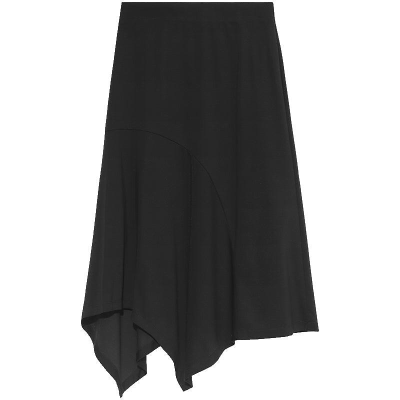 Black Tencel Asymmetrical Skirt GOELIA