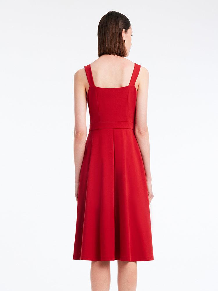 Chili Red Waist-Skimming Spaghetti Strap Dress GOELIA