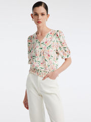 Silk Floral Loose Blouse GOELIA