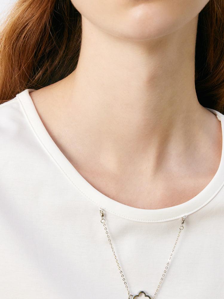 White Round Neck T-Shirt White Chain GOELIA