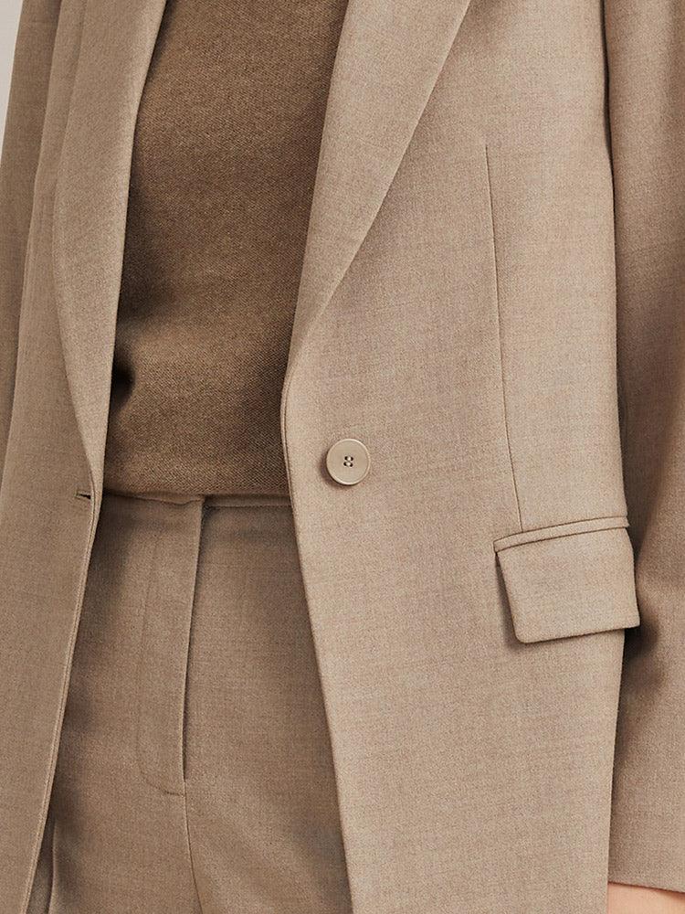 Khaki Worsted Woolen Blazer GOELIA