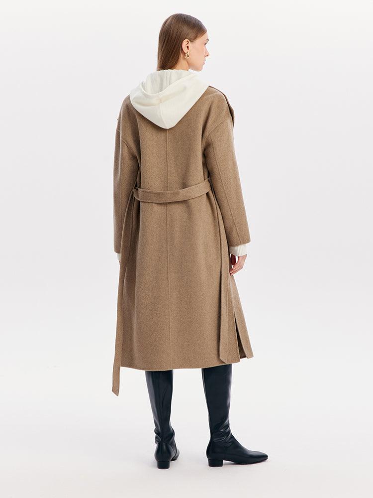 Lapel Lace-up Cashmere Coat GOELIA