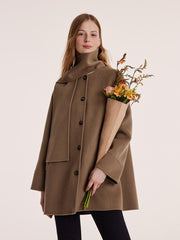 Tencel Wool Double-Faced Coat With Scarf GOELIA