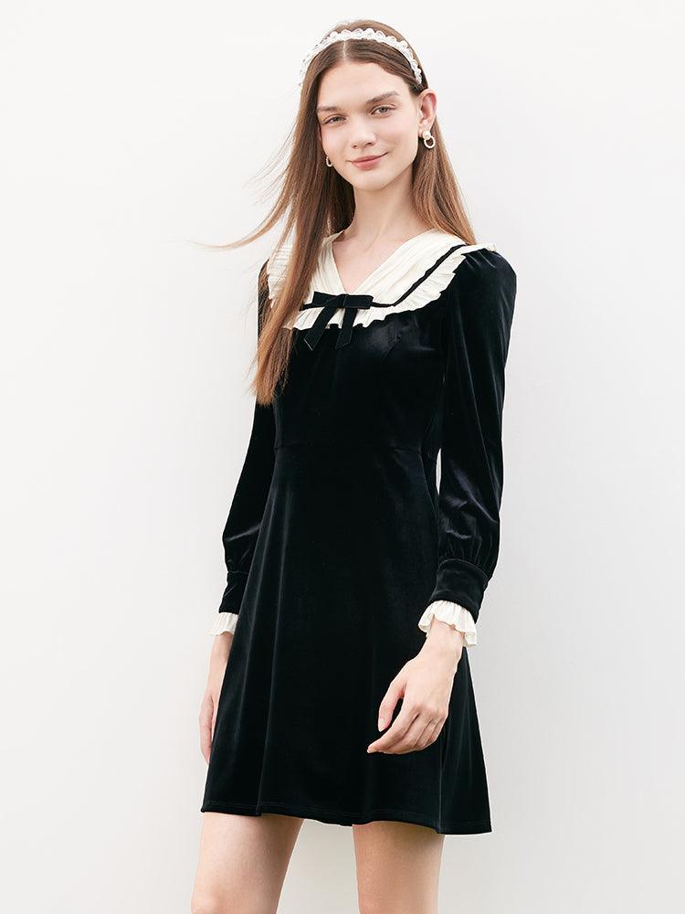 Velvet Patchwork Dress GOELIA