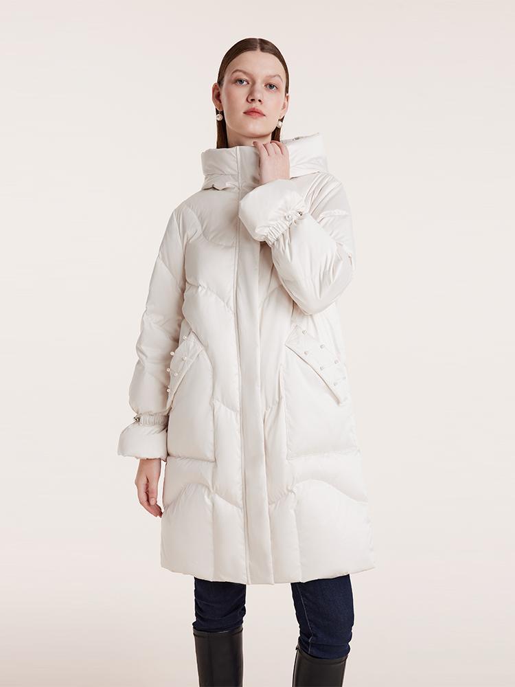 Pearl Patch Pocket Hooded Goose Down Garment GOELIA