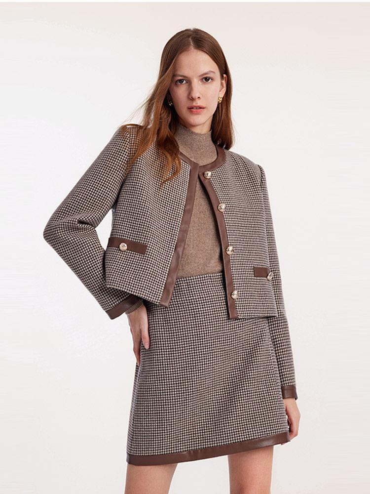 Washable Wool Patchwork Jacket And Skirt Two-Piece Suit