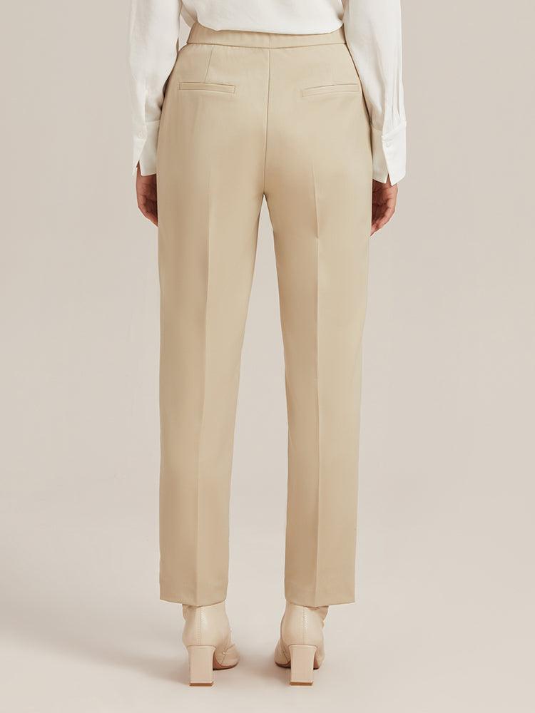 Pearl Beige Worsted Tapered Pants GOELIA