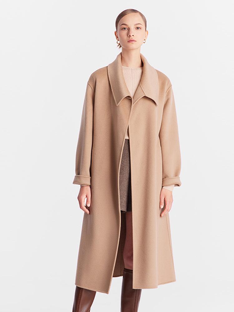 Silk Wool Lapel Double Woolen Coat GOELIA