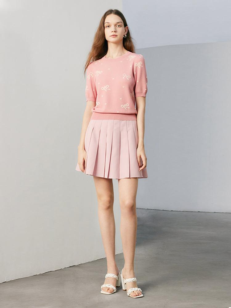 Pink Jacquard Knitted Sweater GOELIA