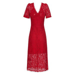 Lace V-Neck Mid Sleeve Dress GOELIA