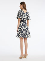 Floral Lantern Sleeve A-Line Midi Dress GOELIA