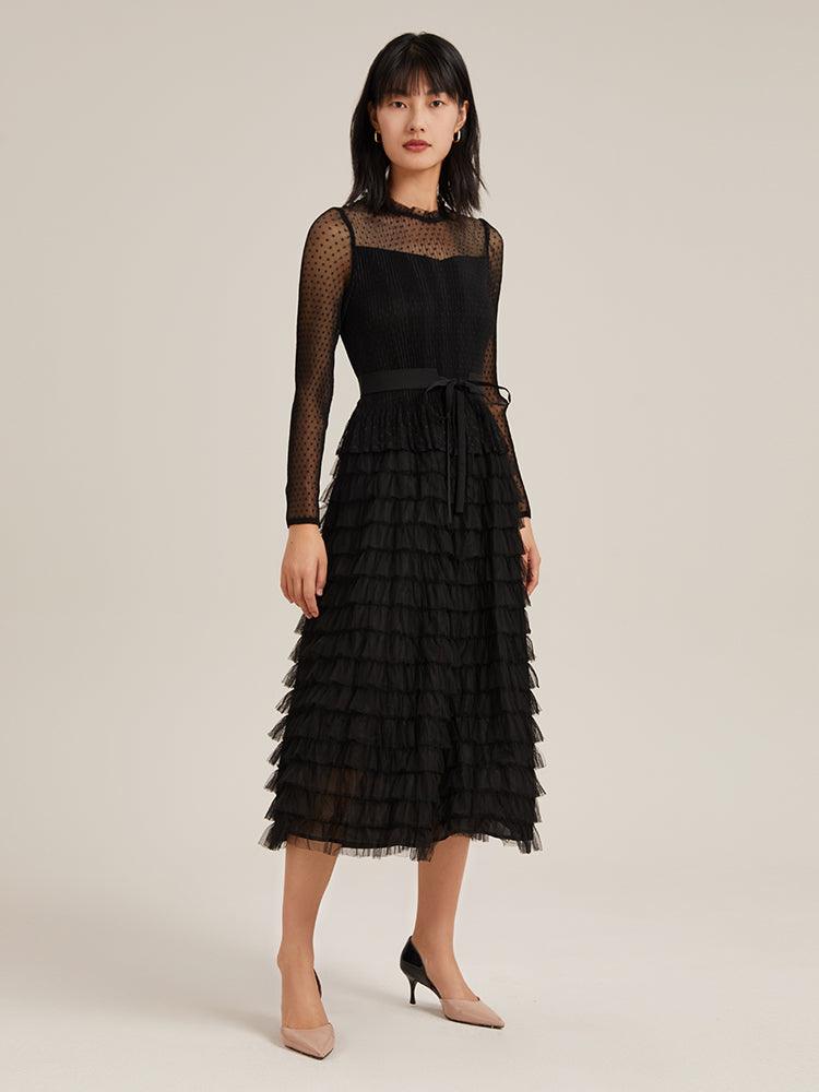 Pleated Tiered Dress GOELIA