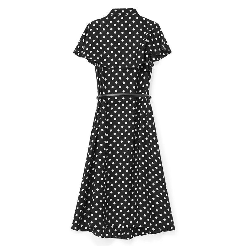 16.5 MM Silk Polka Dots Cape Dress GOELIA