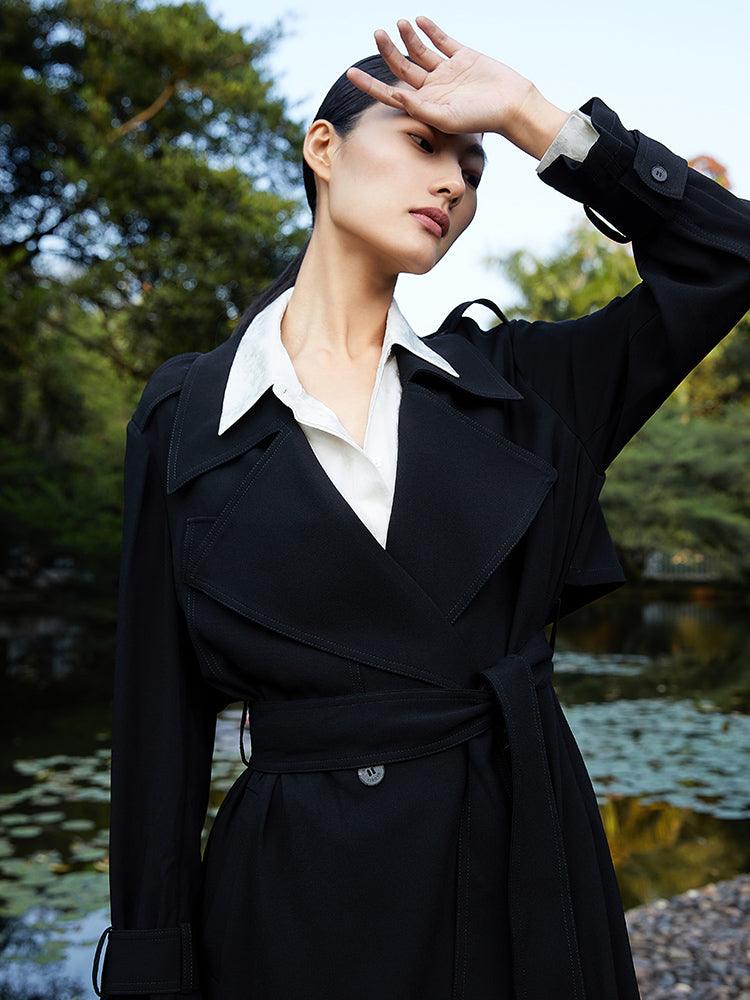 Black Triacetate Trench Coat GOELIA