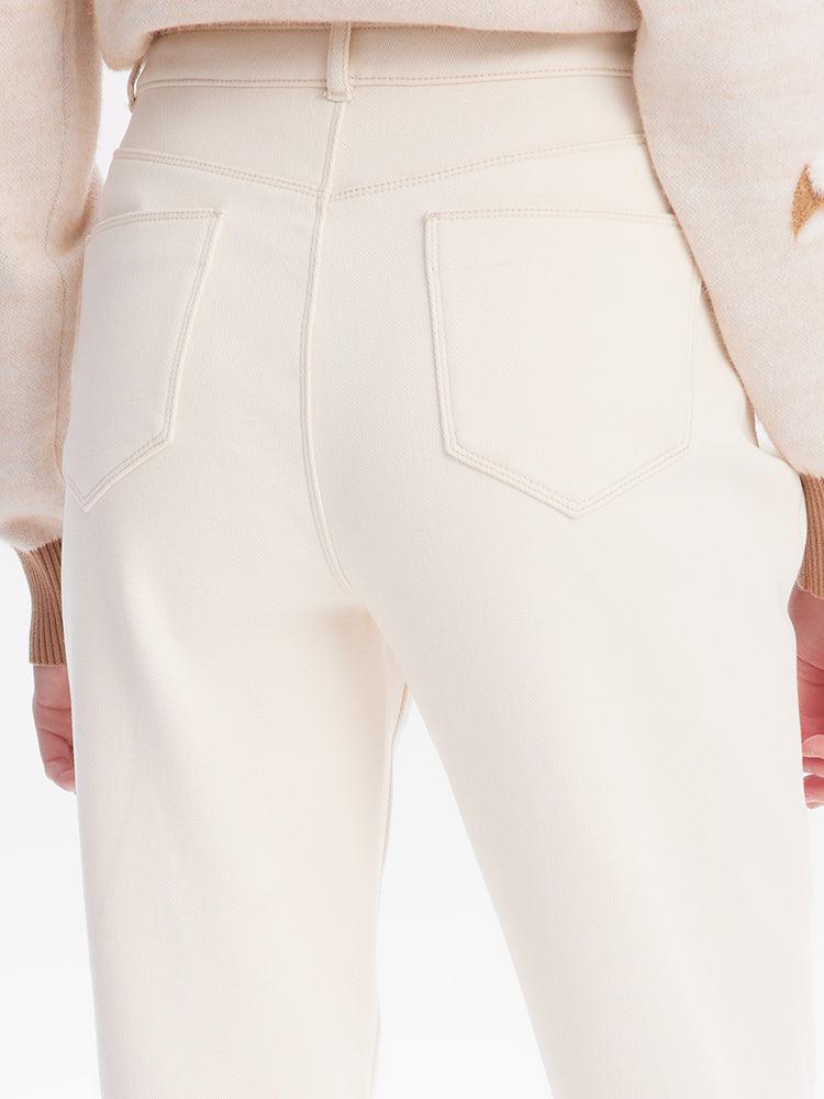 White Fleece Jeans GOELIA