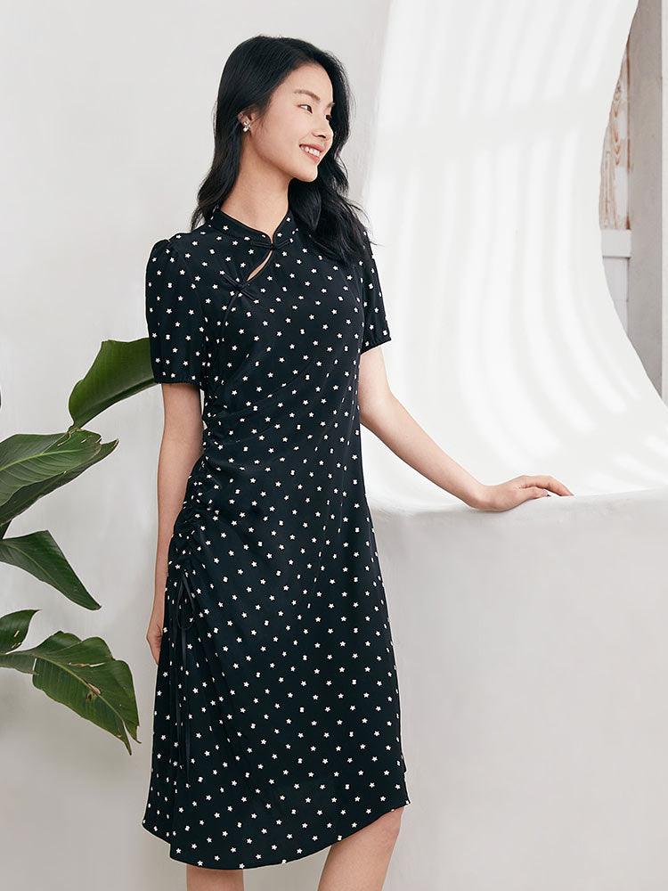 Cheongsam Drawstring Printed Dress GOELIA