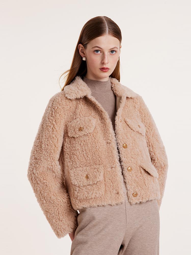 Beige Pure Wool Short Jacket GOELIA