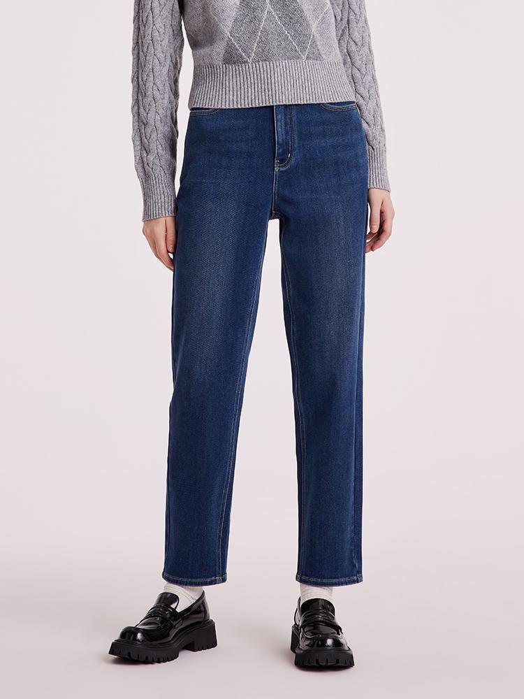 High-Waisted Ankle Length Tapered Jeans