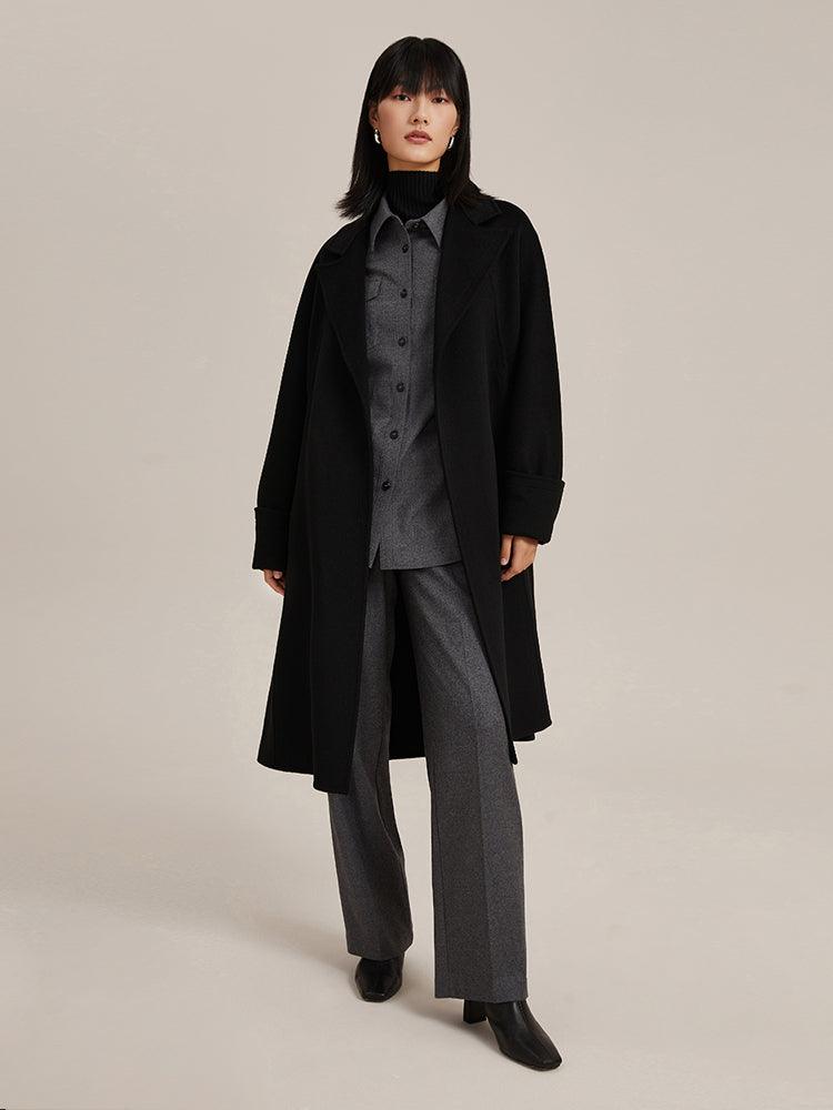 Black 100% Cashmere Coat GOELIA