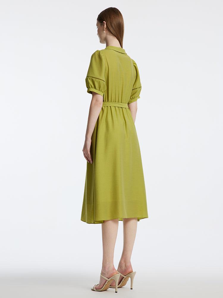 Green Acetate Waist-skimming Dress GOELIA