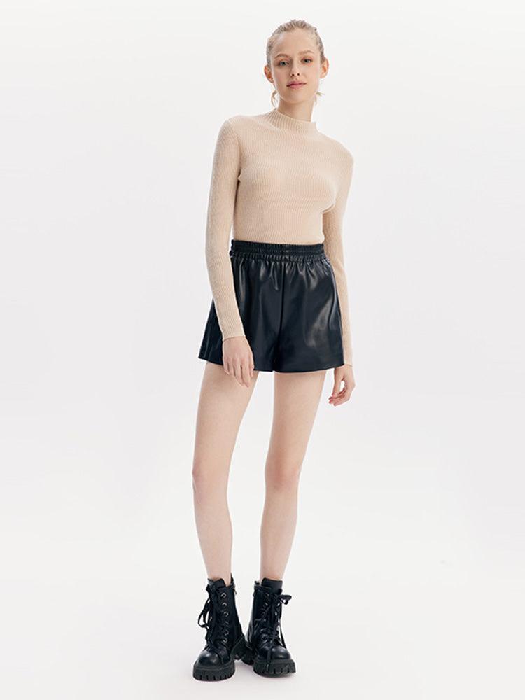 Black Leather Shorts GOELIA