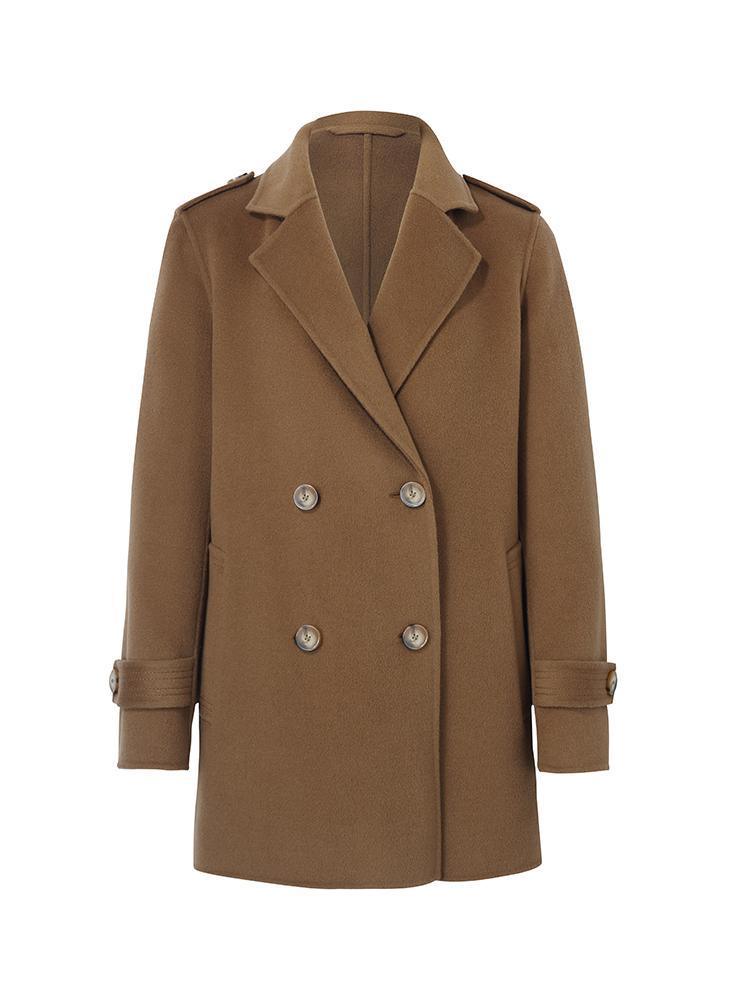 Mid-Length Notched Lapel Double-Faced Wool Coat GOELIA