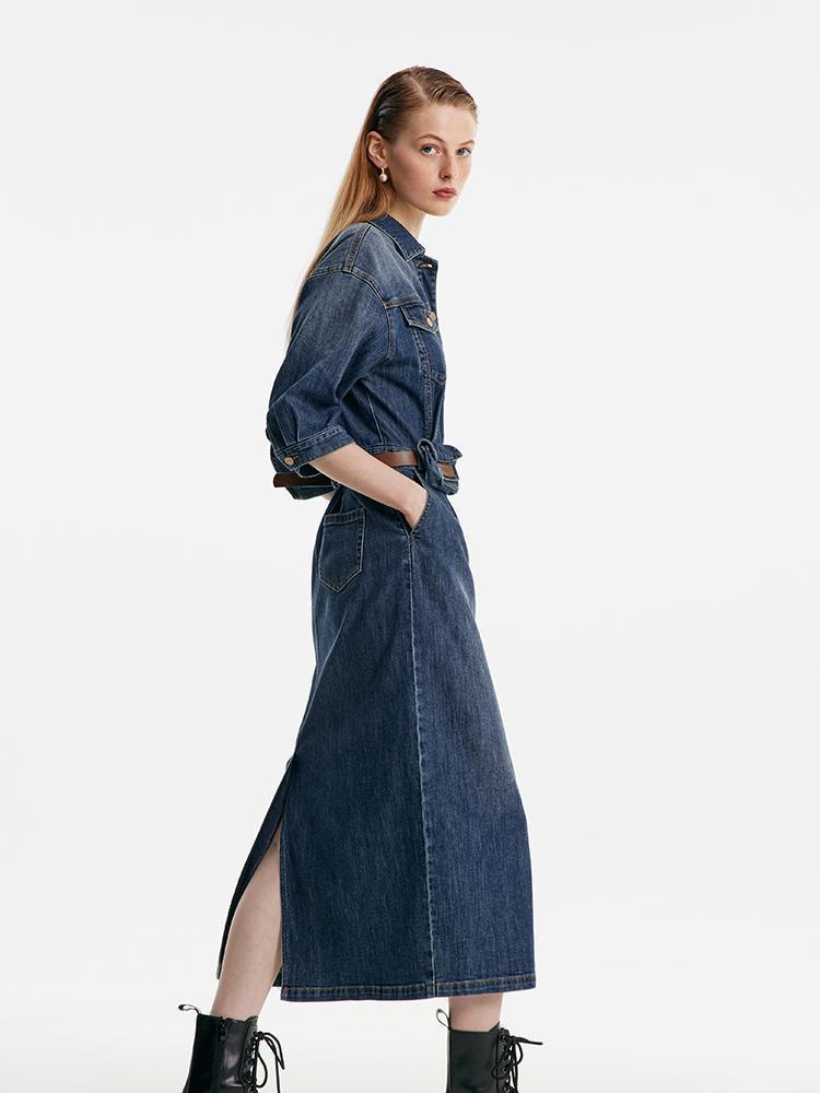 Shirt-Style Denim Dress GOELIA