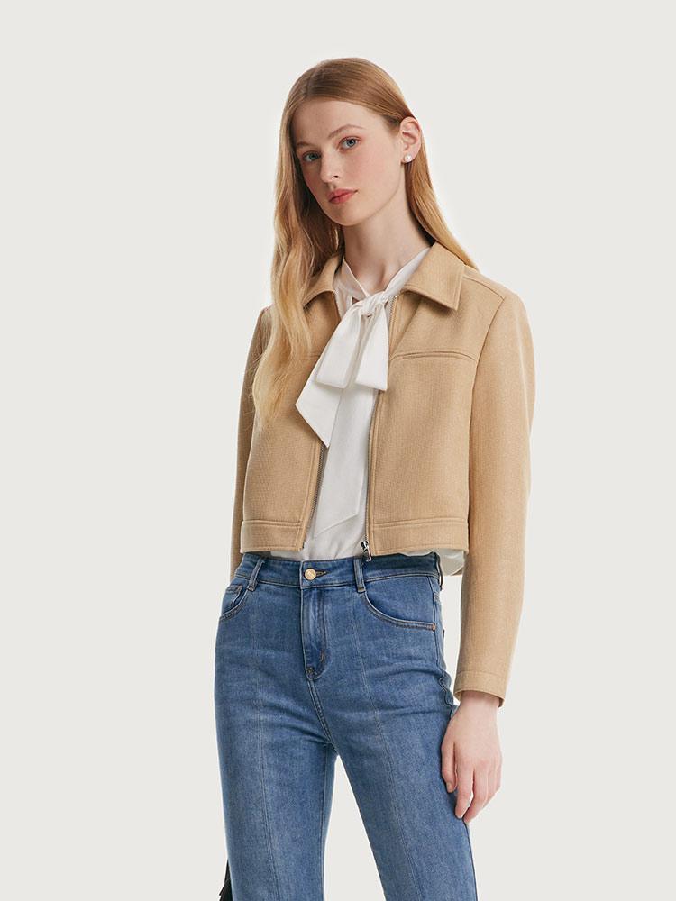 Short Faux Suede Jacket GOELIA