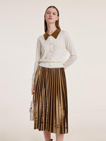 Polo Neck Sweater And Pleated Skirt Two-Piece Set GOELIA