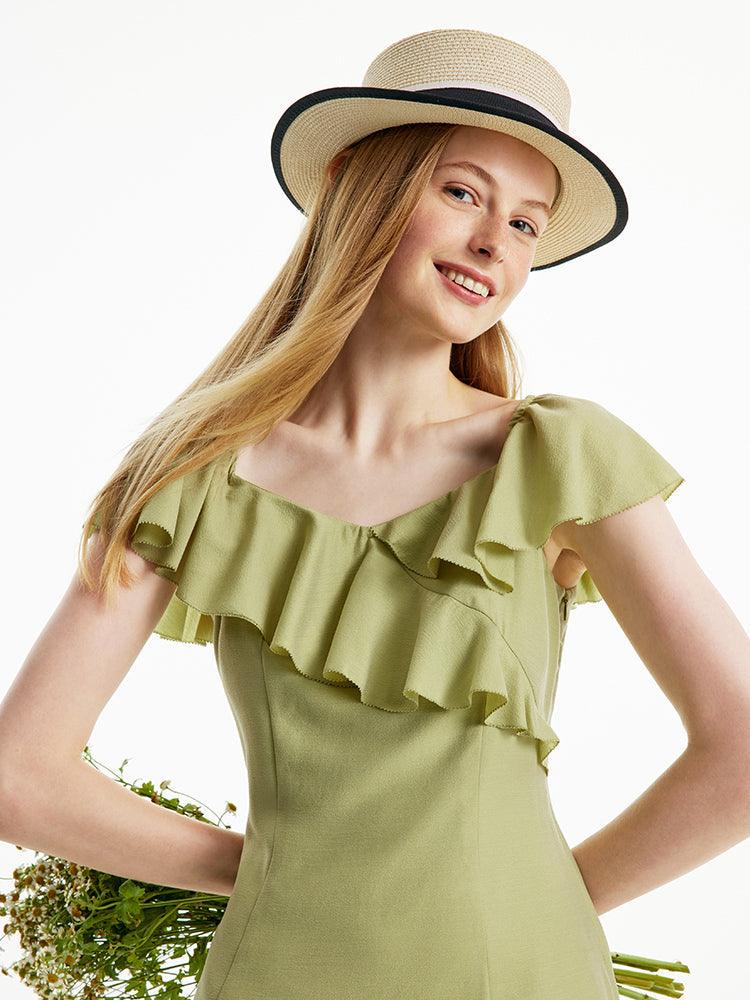 Matcha Green Ruffle Dress GOELIA