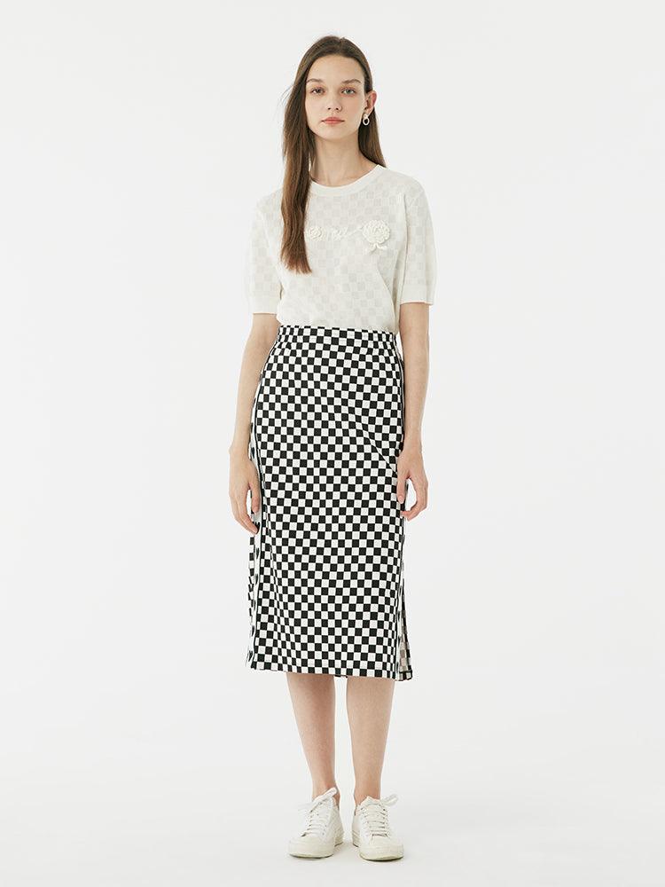 Round Neck Jacquard Knitted Top