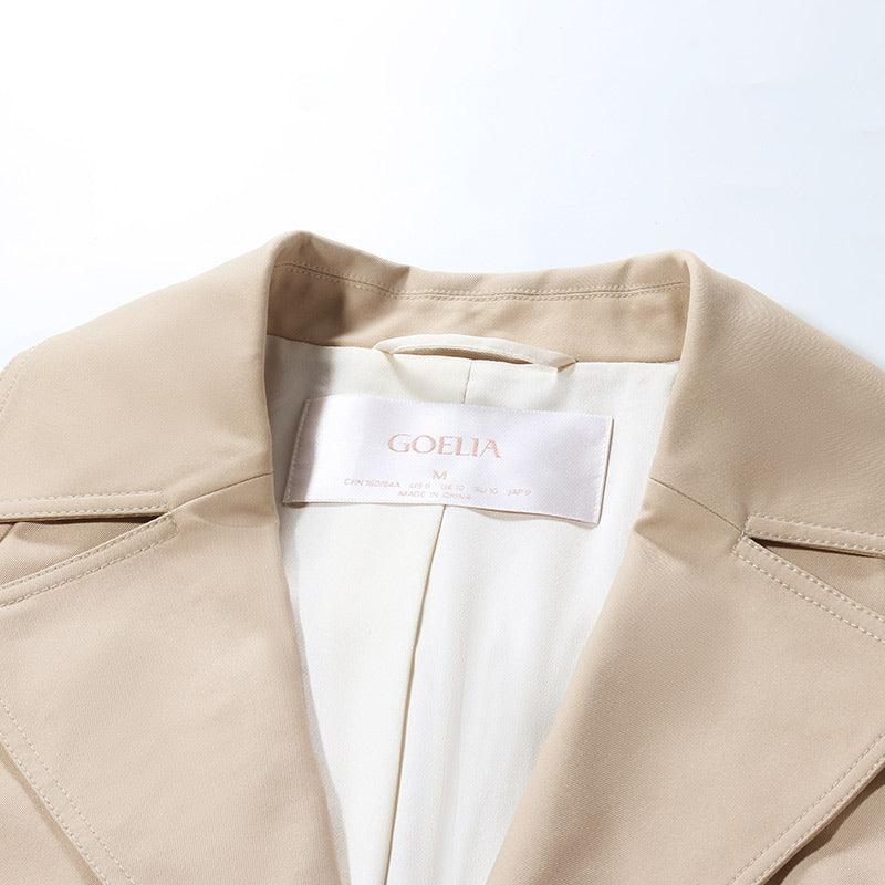 Khaki Striped inside Trench Coat With Belt GOELIA