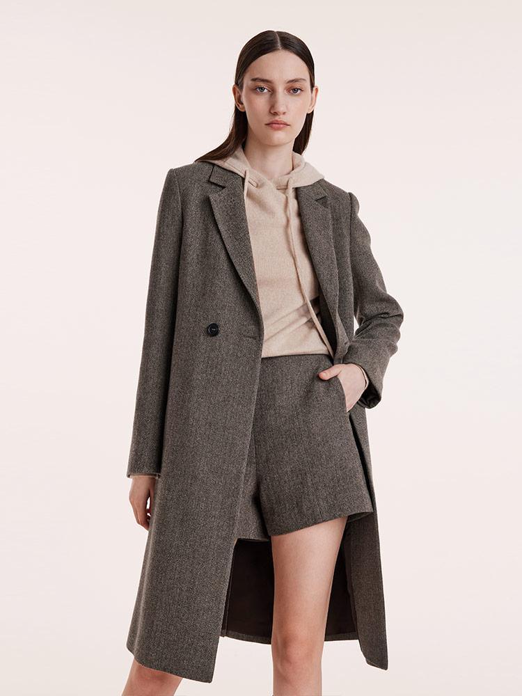 Washable Wool Notched Lapel Coat GOELIA