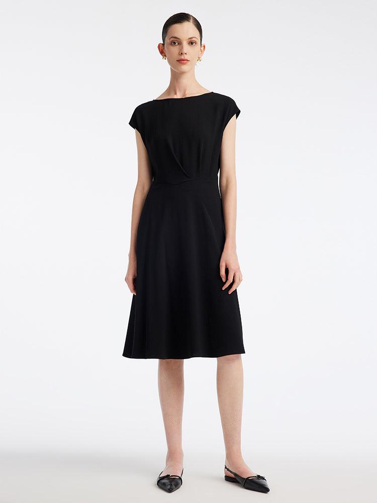 Black Acetate Slash Neck Midi Dress GOELIA