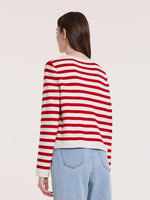 Button Up Woolen Striped Cardigan GOELIA