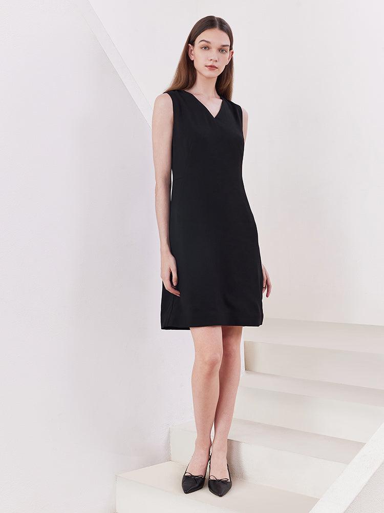 Black Slim Acetate Vest Dress GOELIA