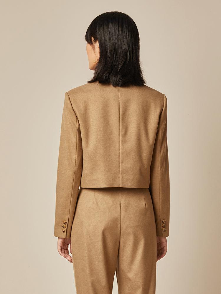 Khaki Crop Blazer GOELIA