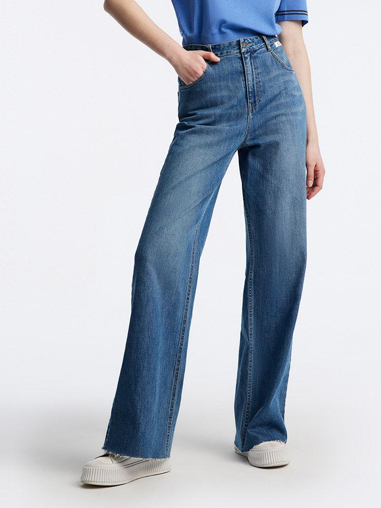 Loose Cut Hem Straight Jeans GOELIA