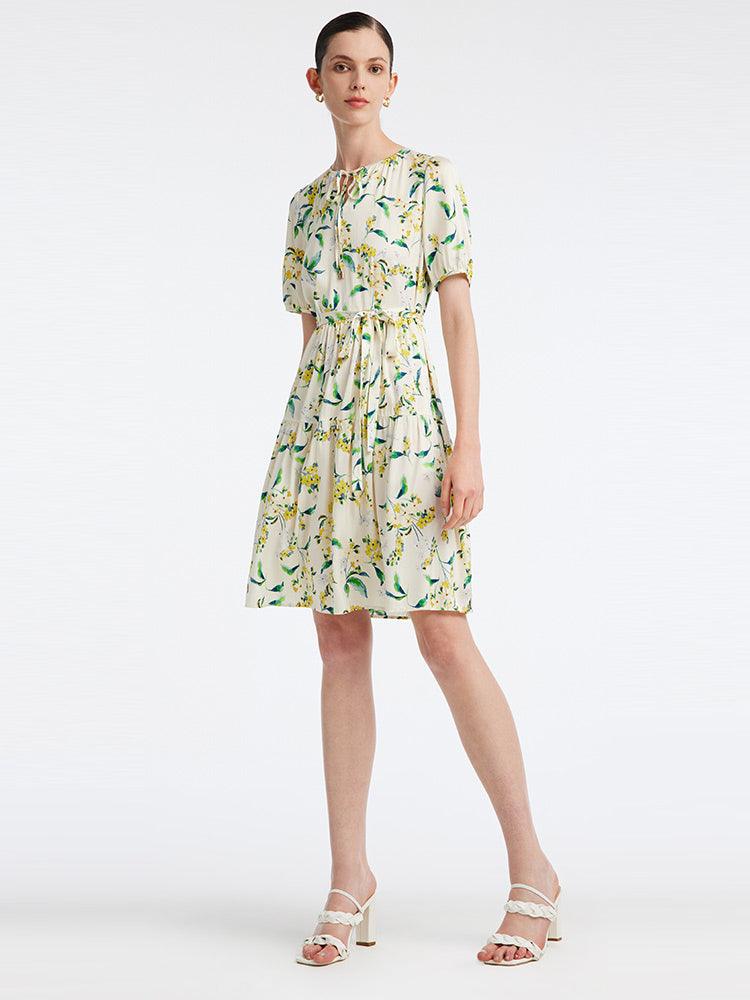 19-Momme Silk Floral Dress GOELIA