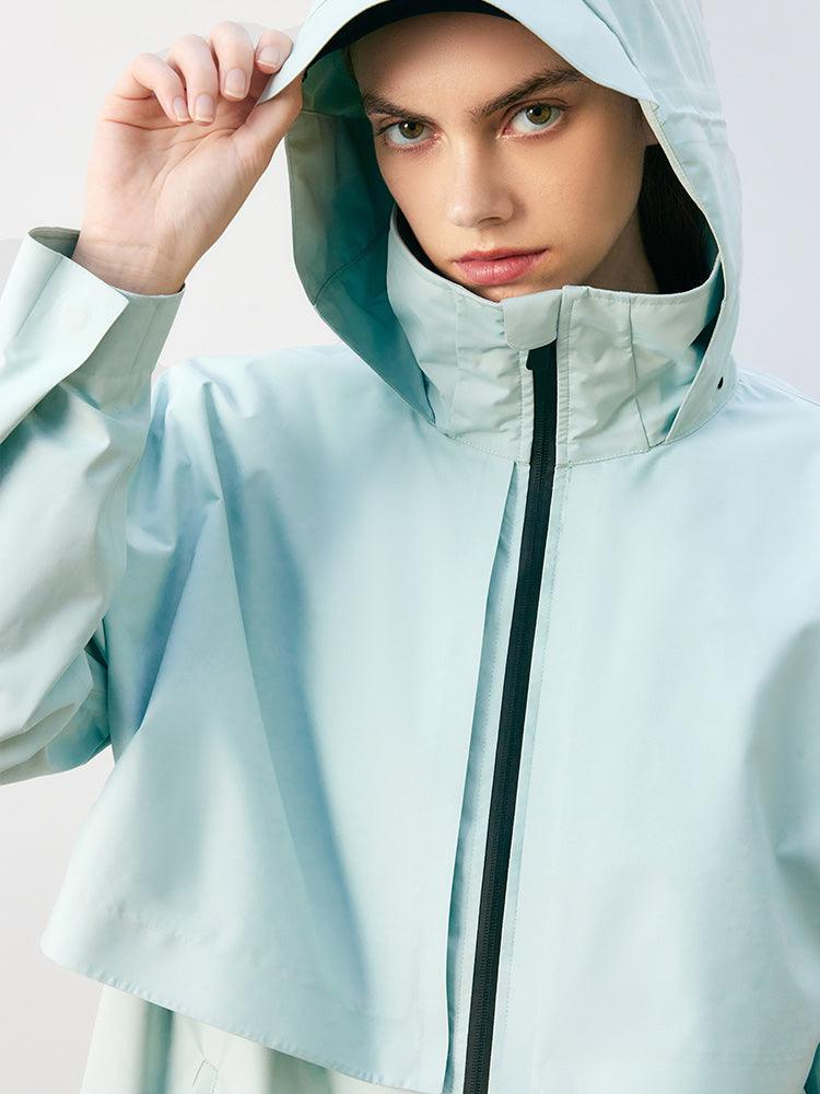 Sea Blue Hoodie Silm Trench Coat GOELIA