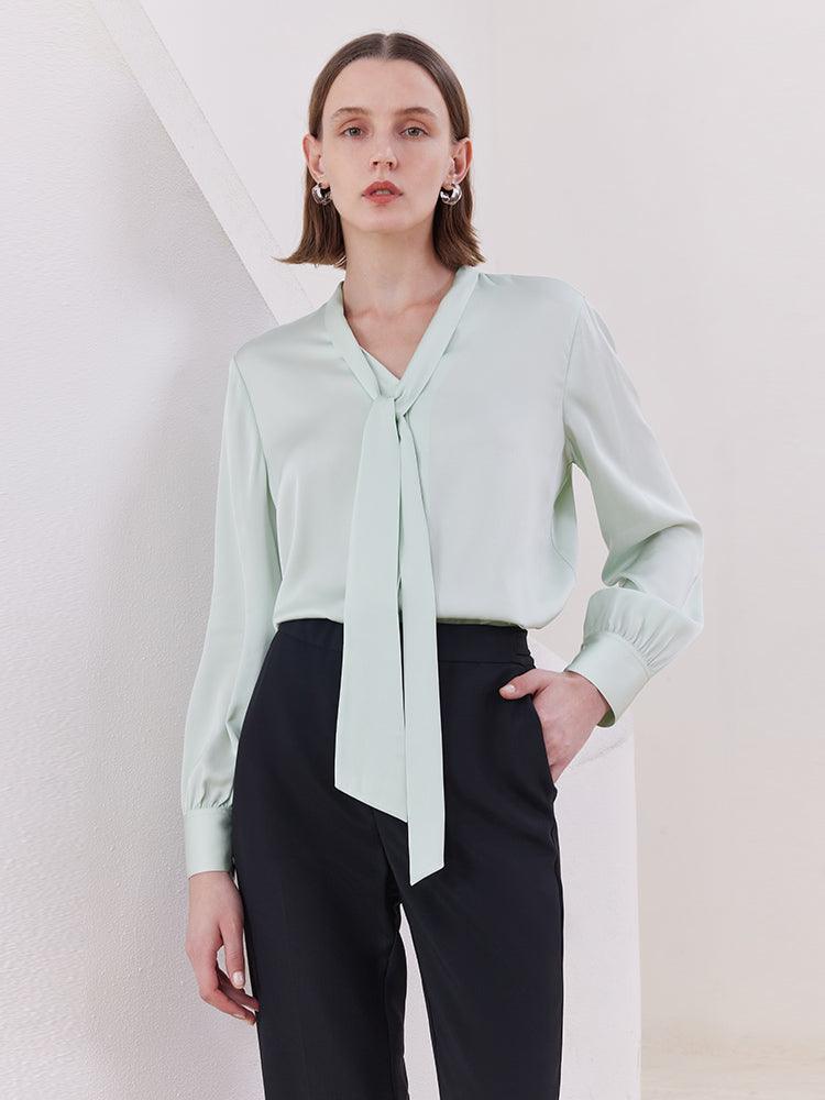 Green 22MM Mulberry Slik Shirt With DIY Flutter GOELIA